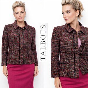 Talbots Tweed Multi Colour Jacket Classic Tailored Button Front Size 12